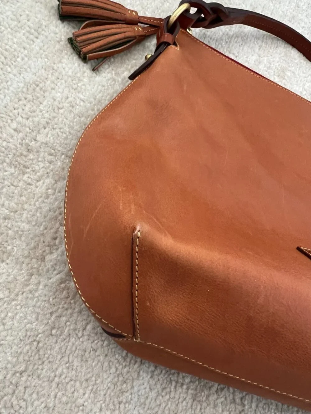 Dooney & Bourke Florentine Leather Twist Strap Hobo Shoulder Bag